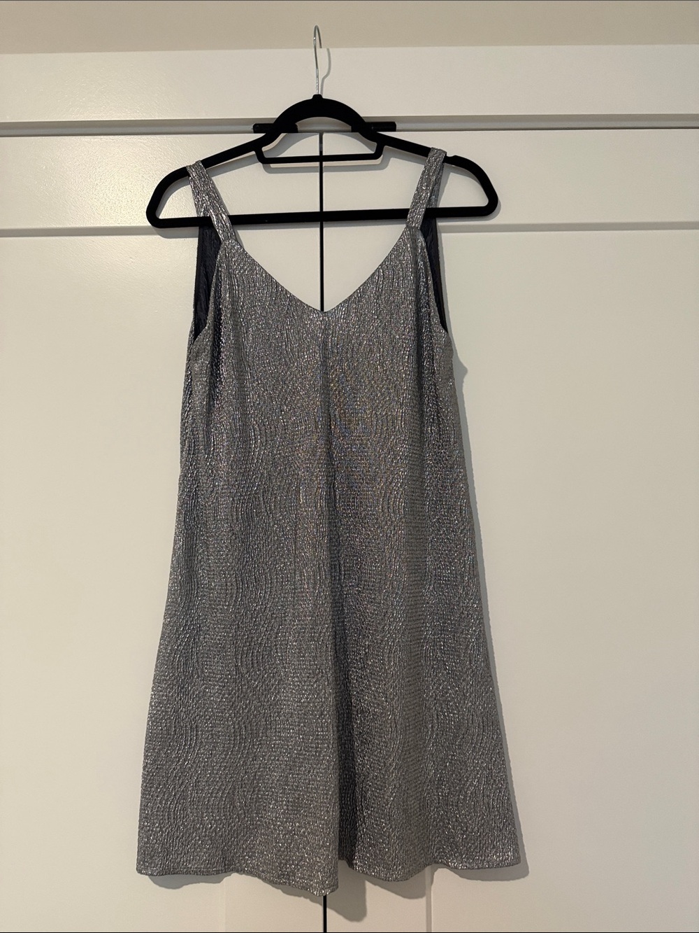 Mango Silver Glitter Mini Slip Dress